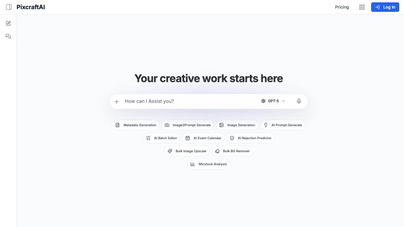 PixCraftAI official homepage screenshot