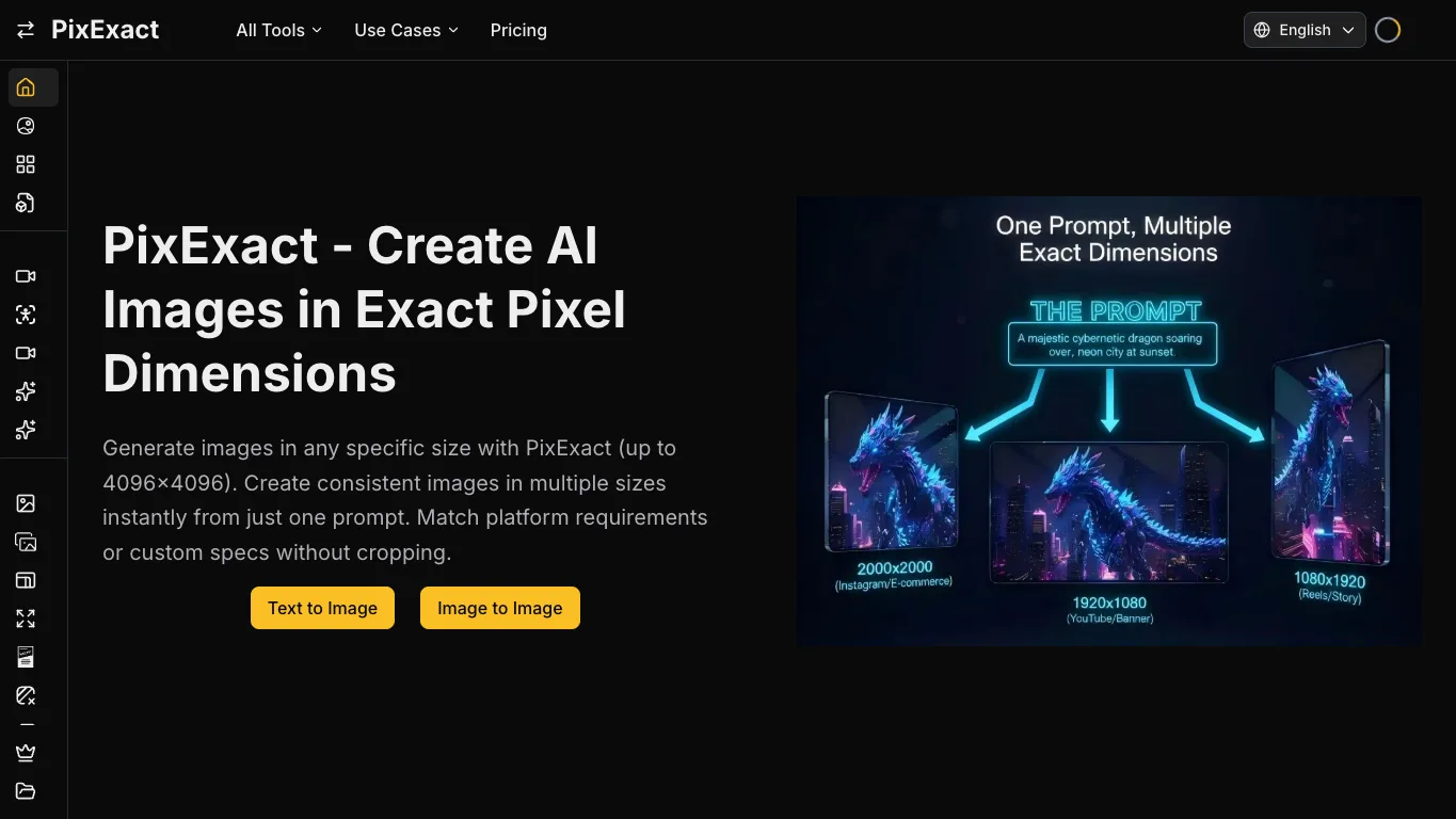 PixExact official homepage screenshot