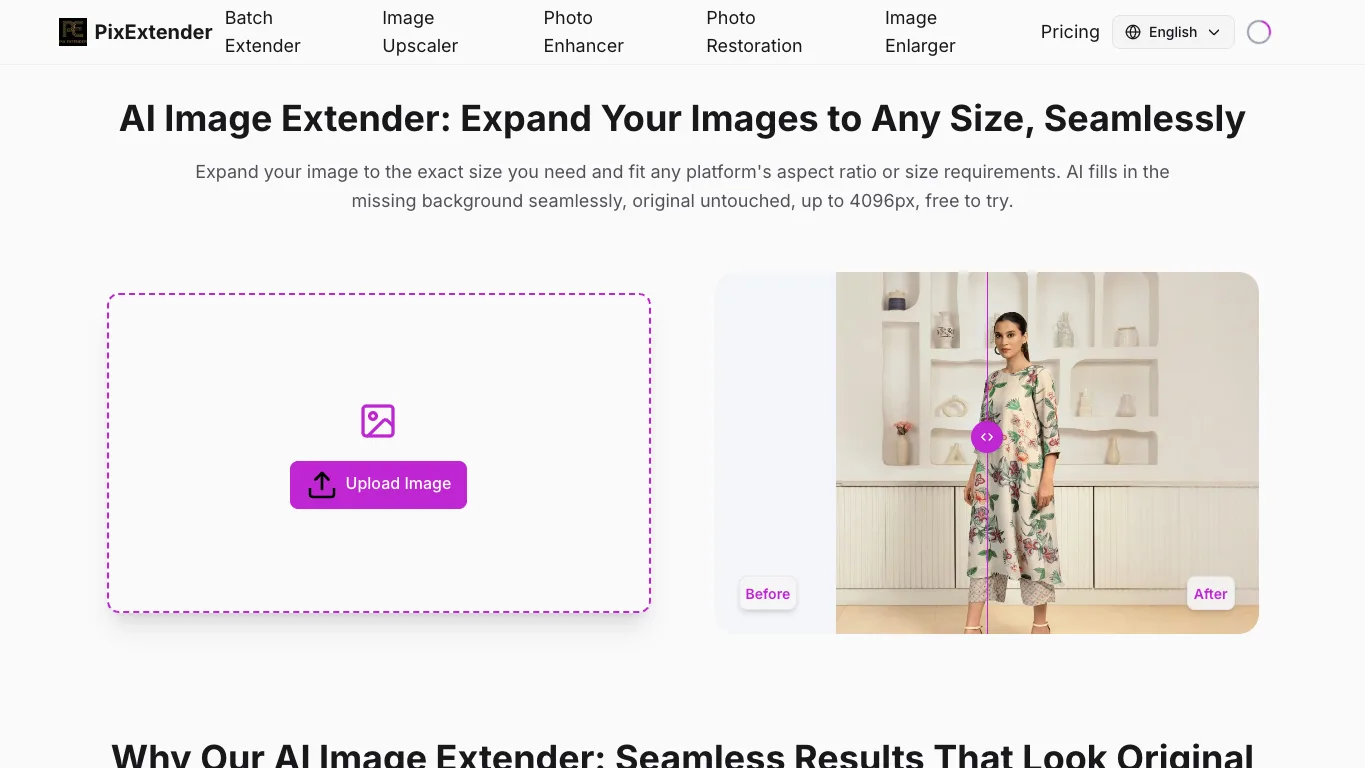 PixExtender official homepage screenshot