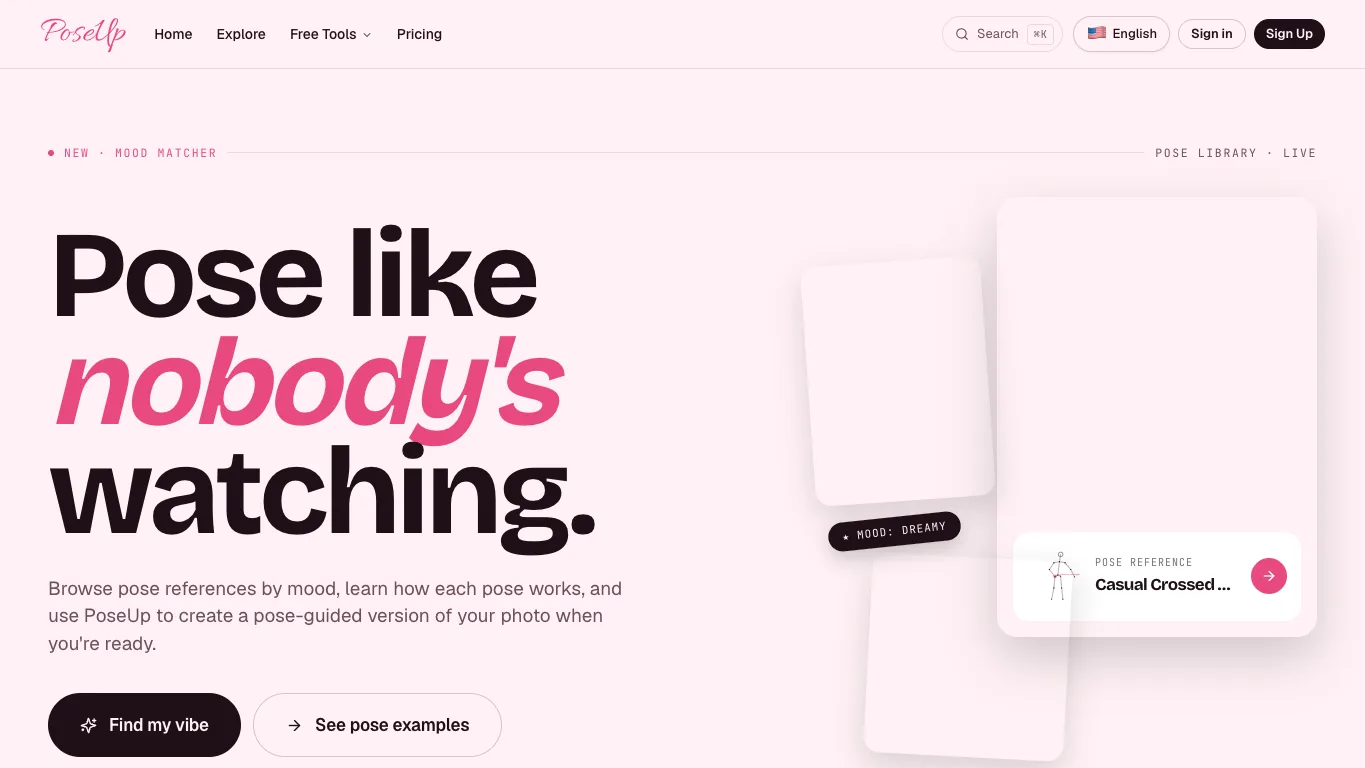 PoseUp.ai official homepage screenshot