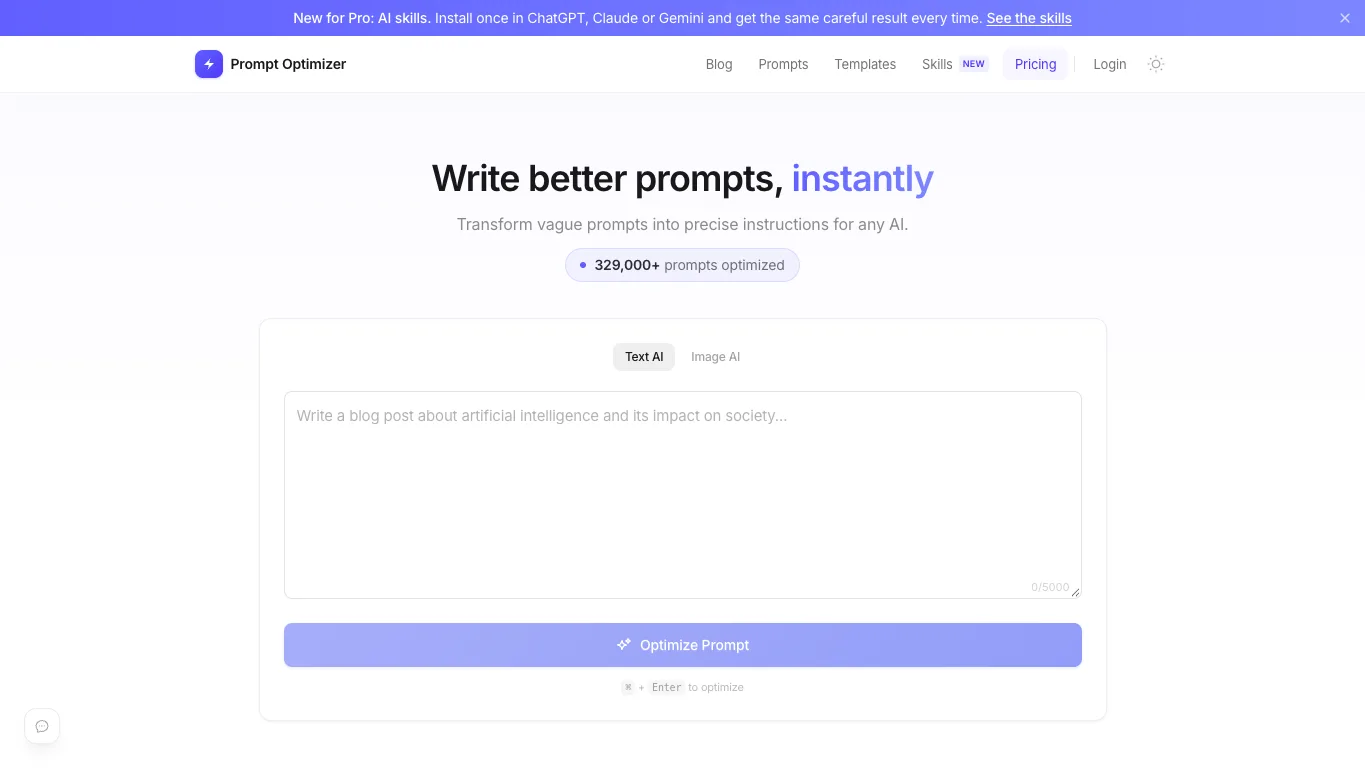 Prompt Optimizer official homepage screenshot