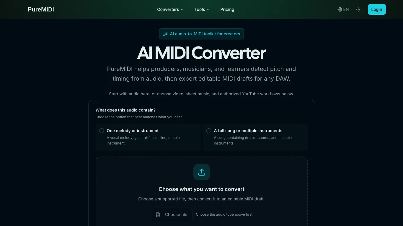PureMIDI official homepage screenshot