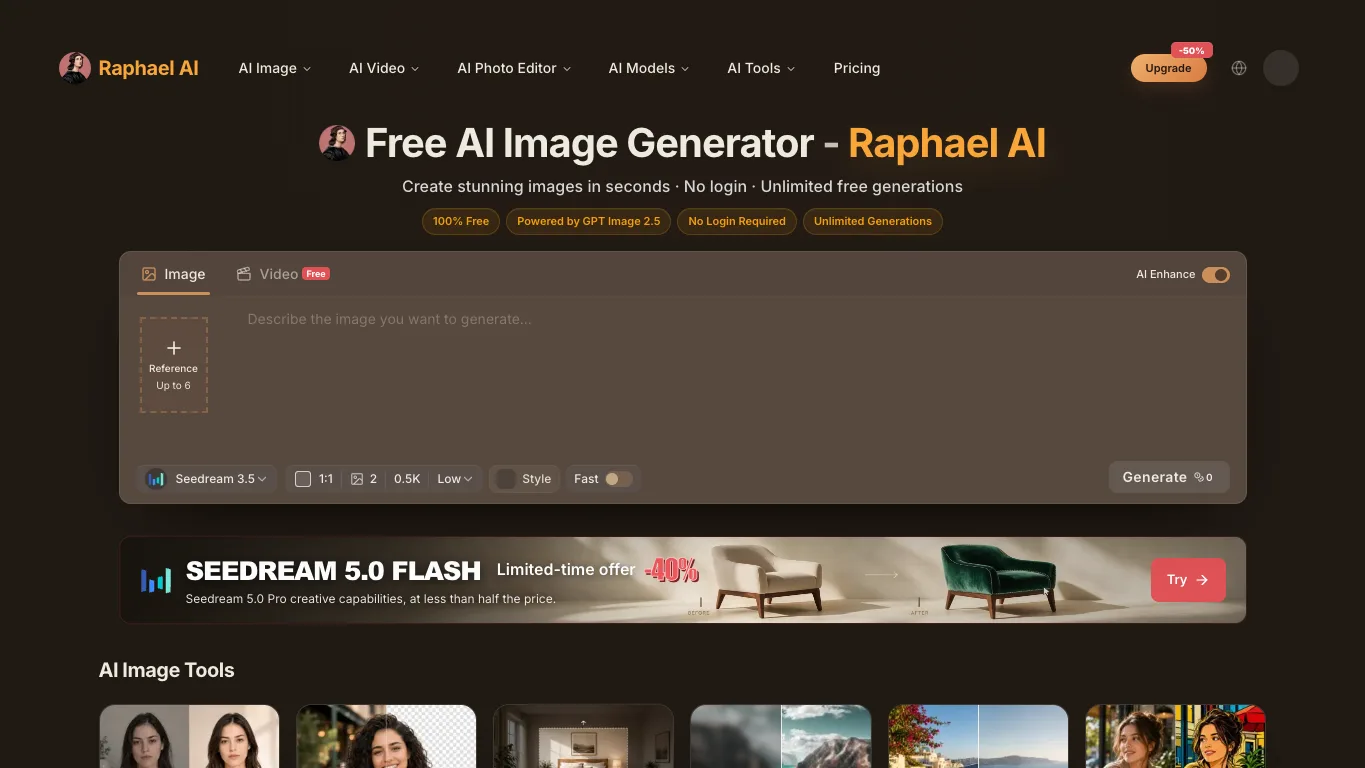 Raphael AI official homepage screenshot