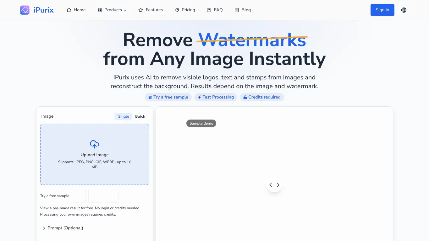 iPurix official homepage screenshot