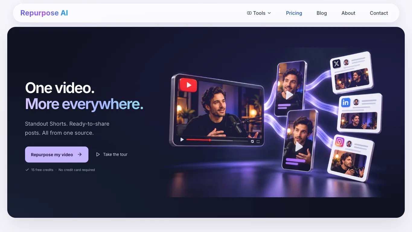 Repurpose AI official homepage screenshot