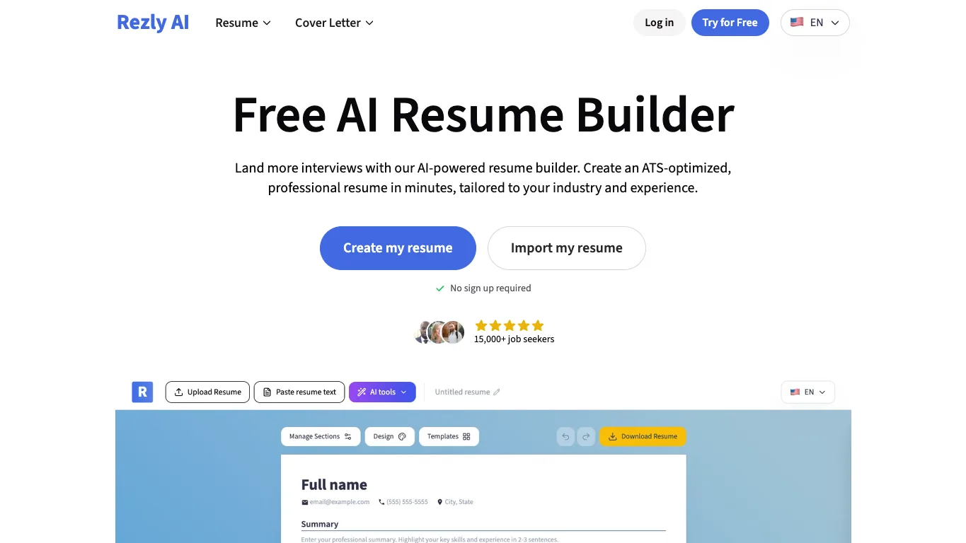 Rezly.ai official homepage screenshot