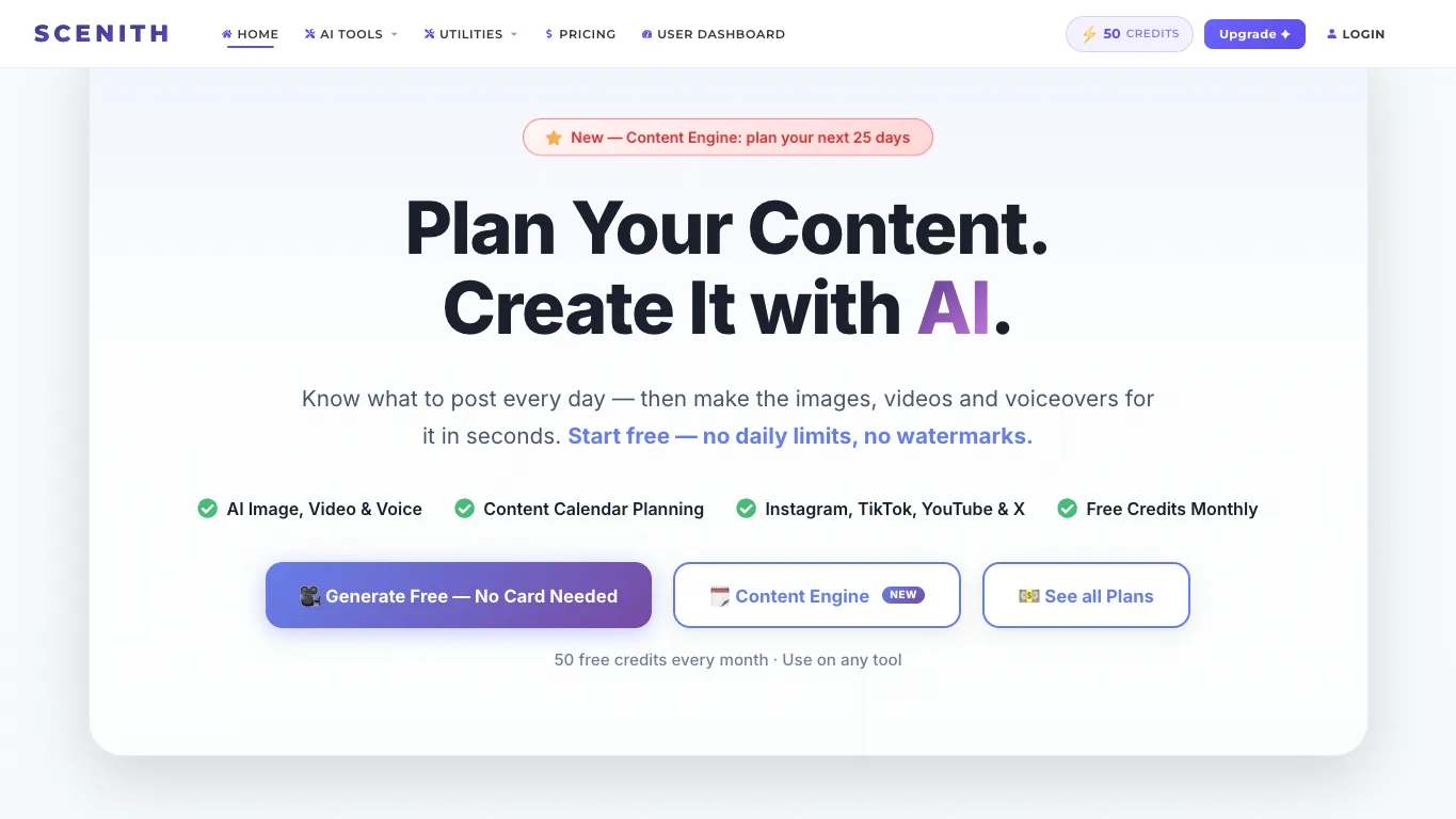 Scenith official homepage screenshot