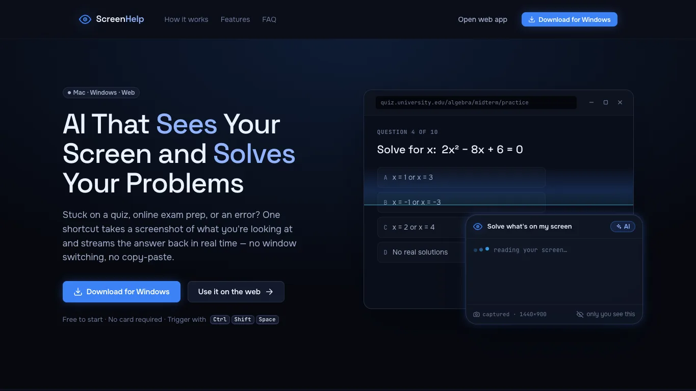 ScreenHelp official homepage screenshot