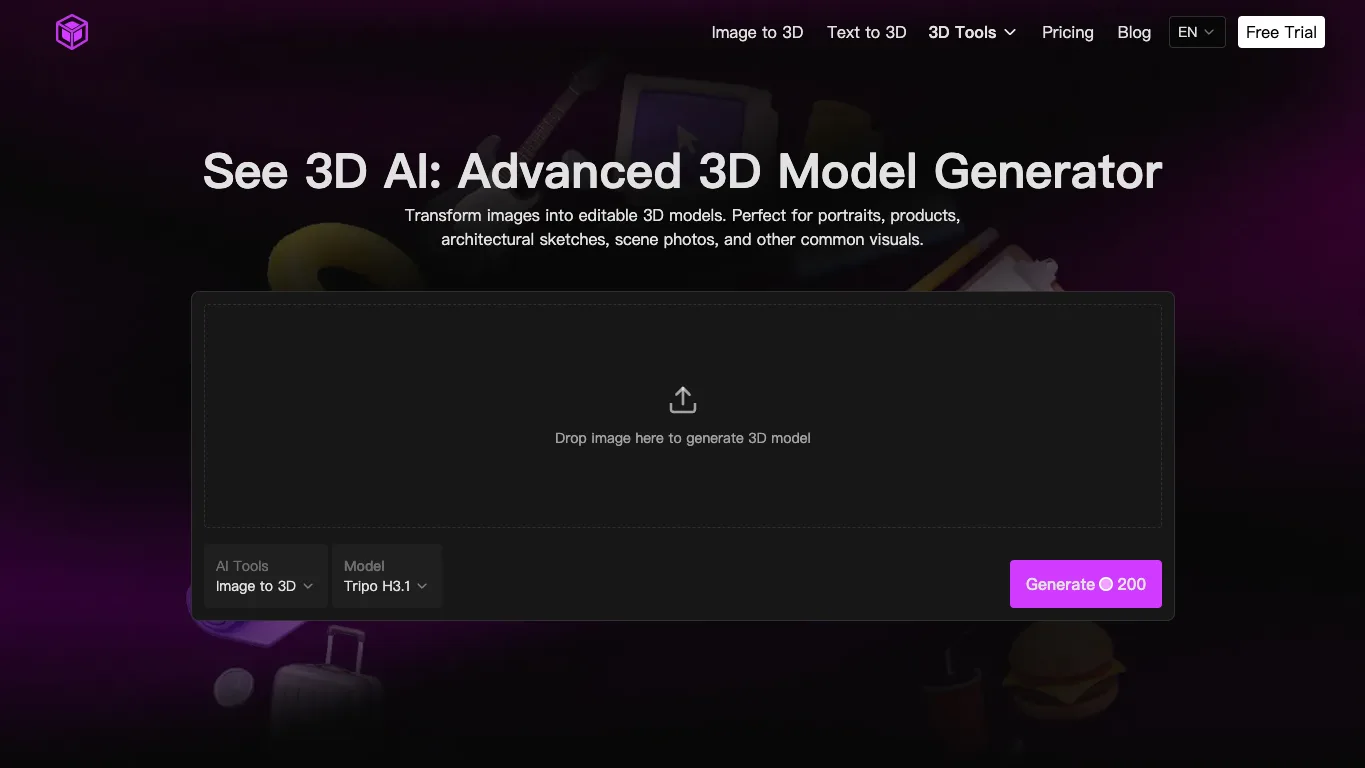See 3D AI official homepage screenshot