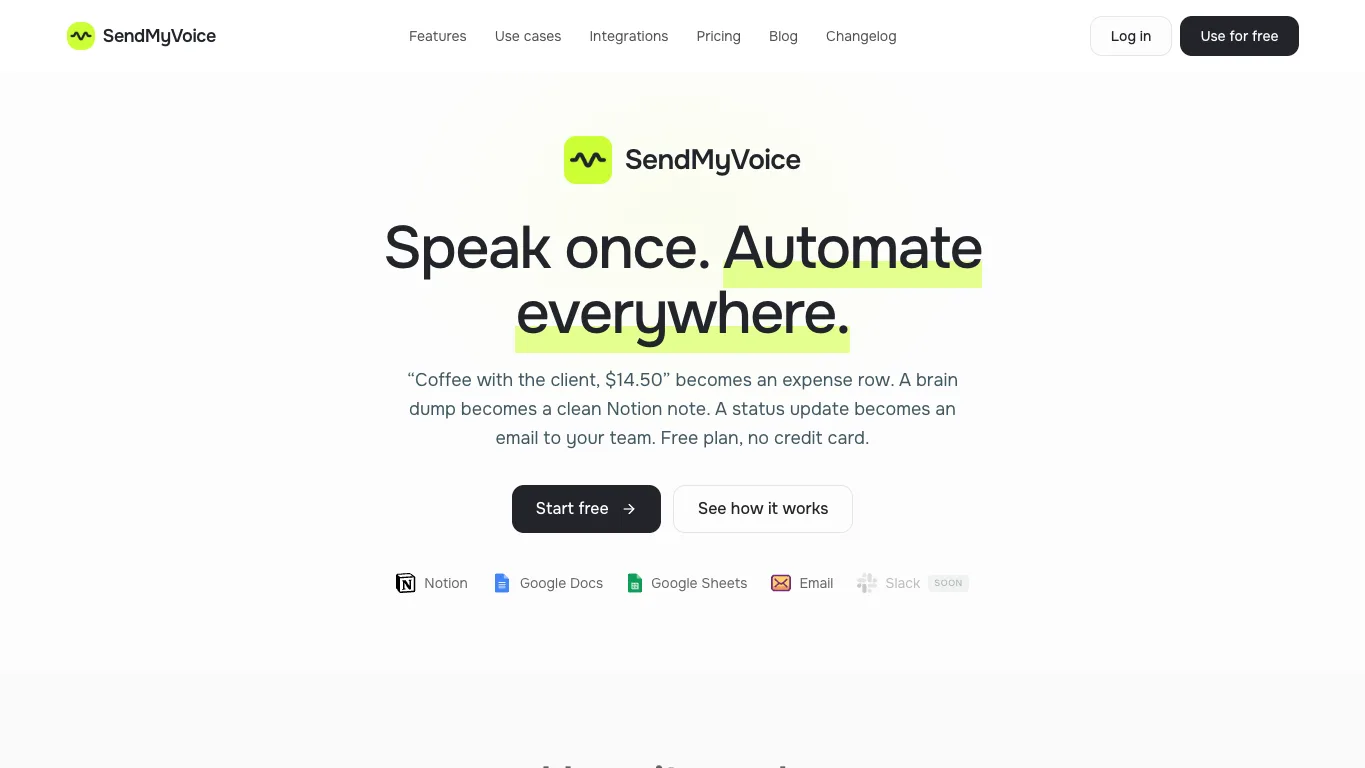 SendMyVoice official homepage screenshot