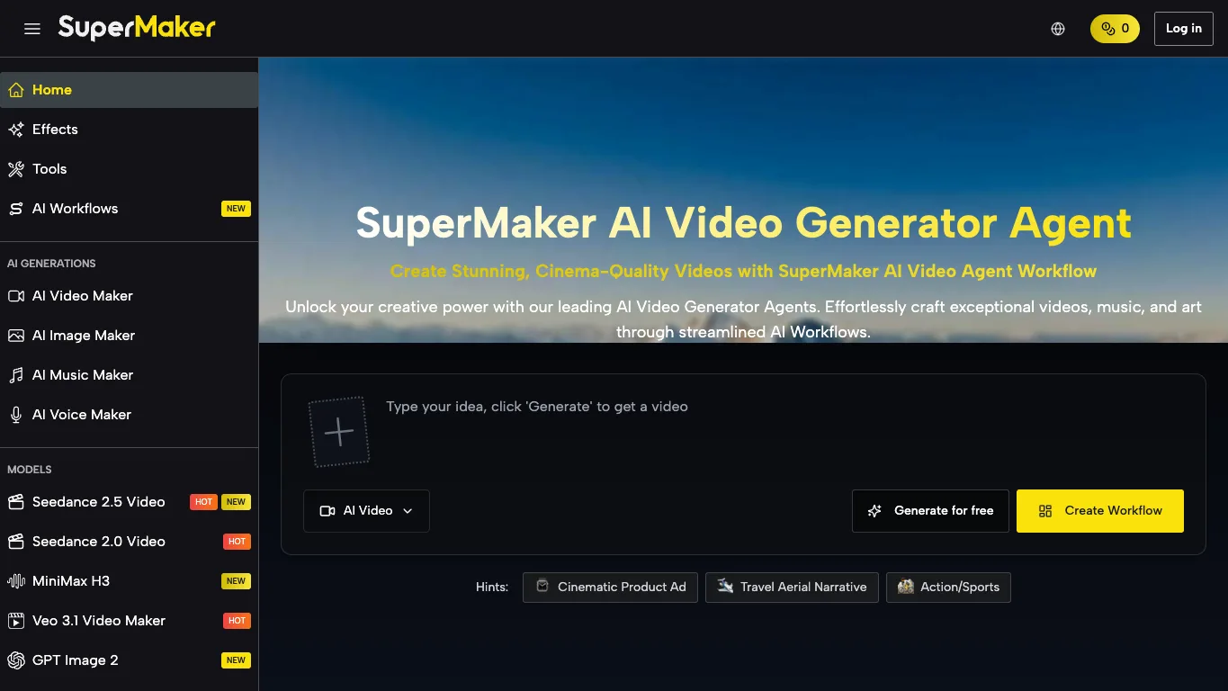 SuperMaker AI official homepage screenshot