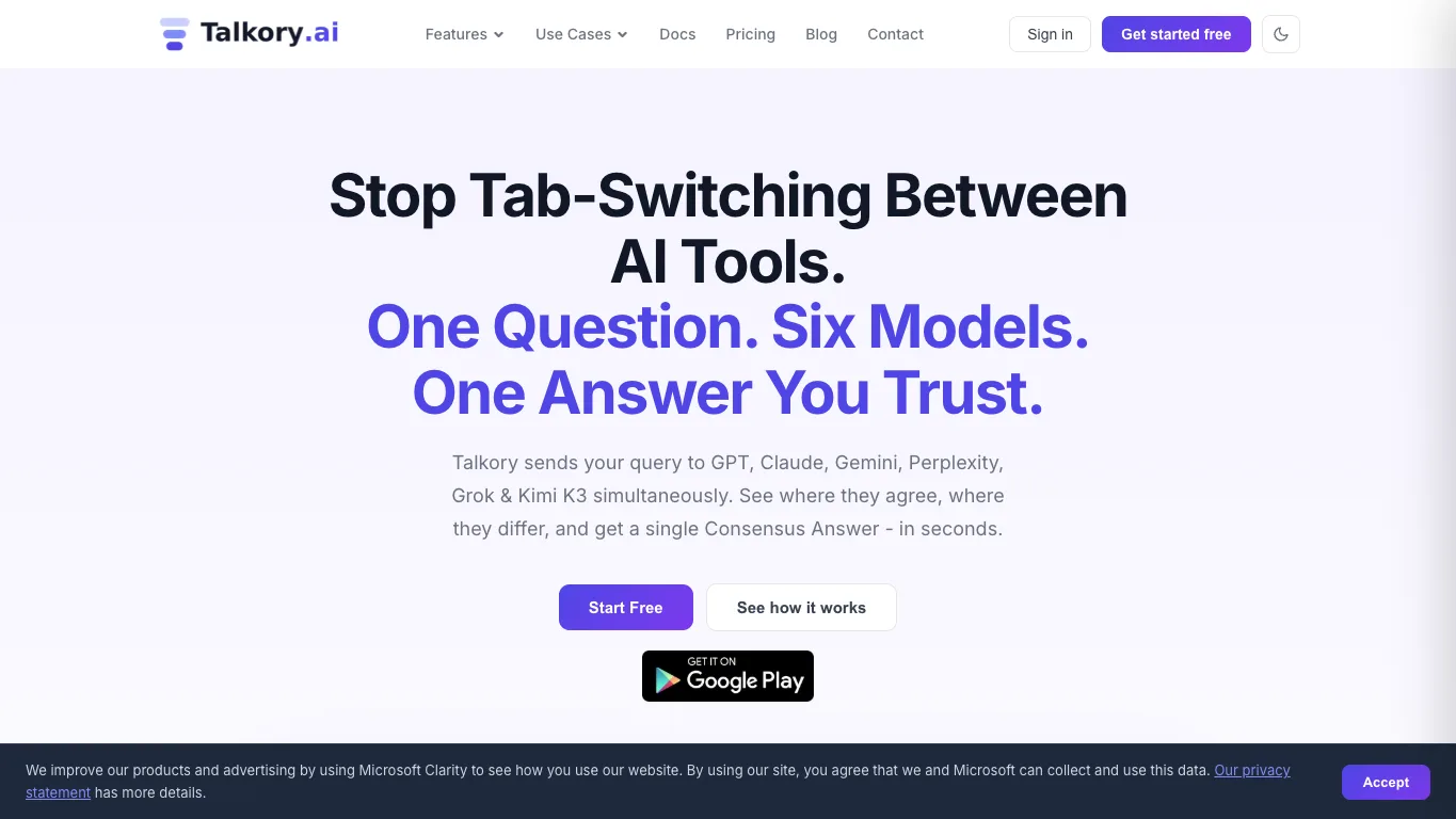 Talkory official homepage screenshot