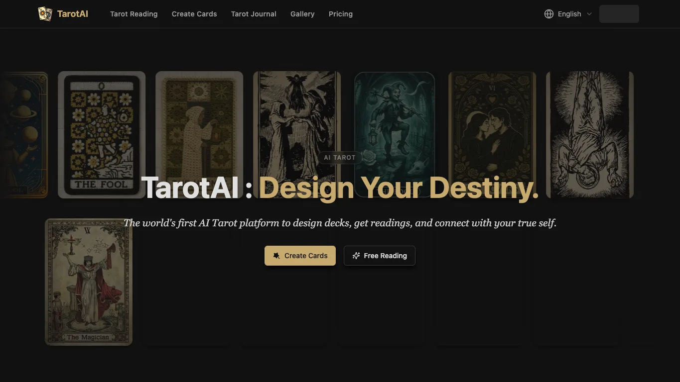 TarotAI official homepage screenshot
