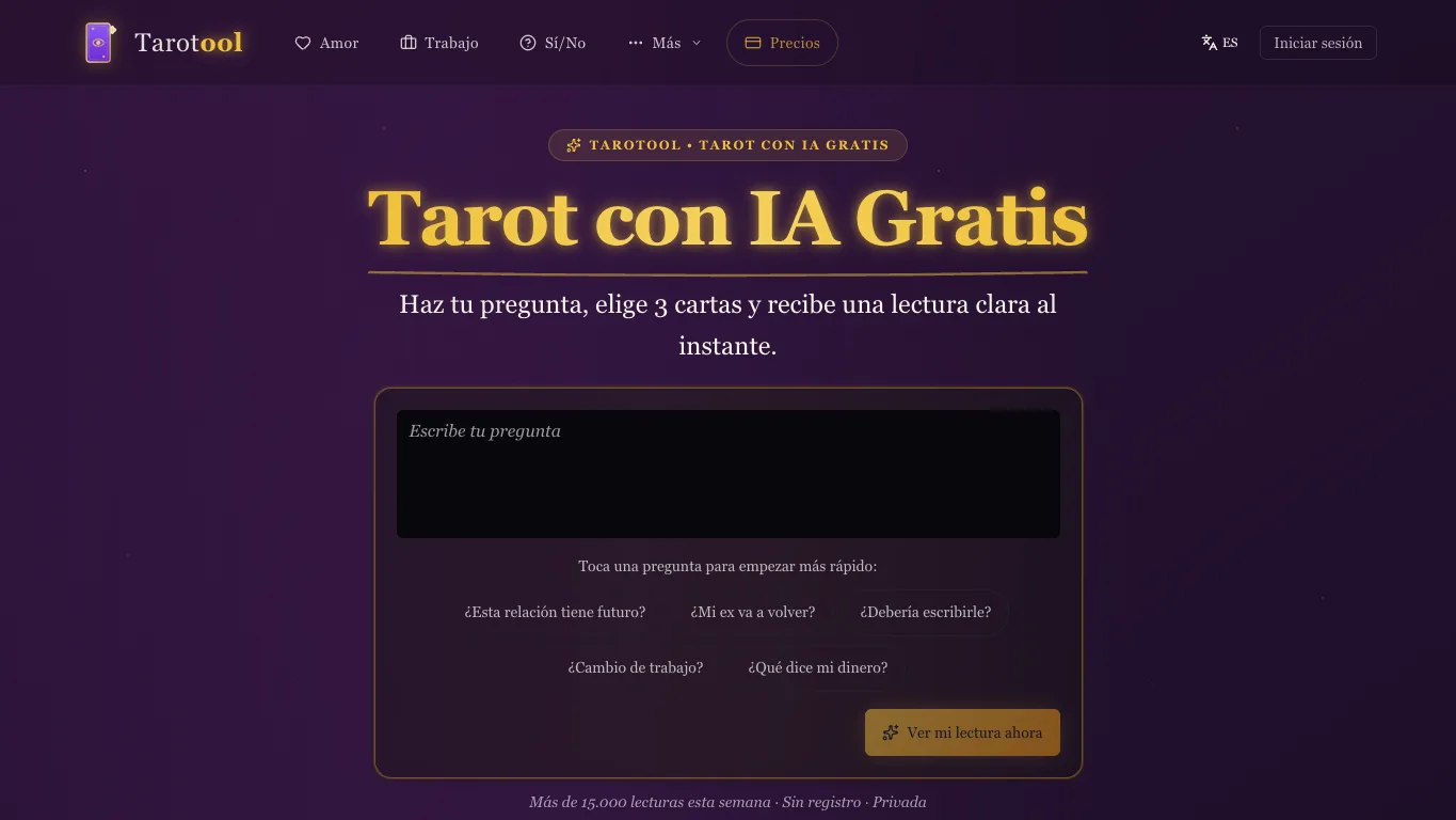 Tarotool official homepage screenshot