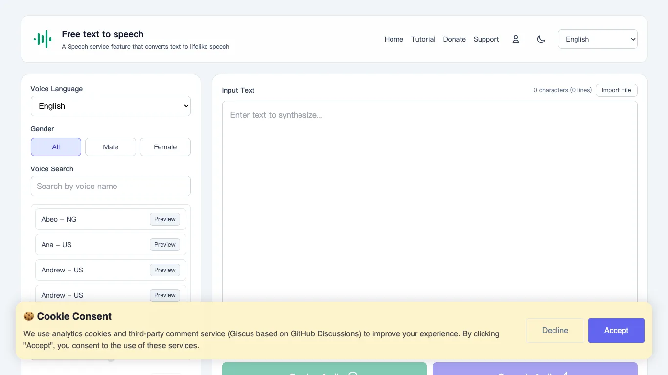 Text-to-Speech.tech official homepage screenshot