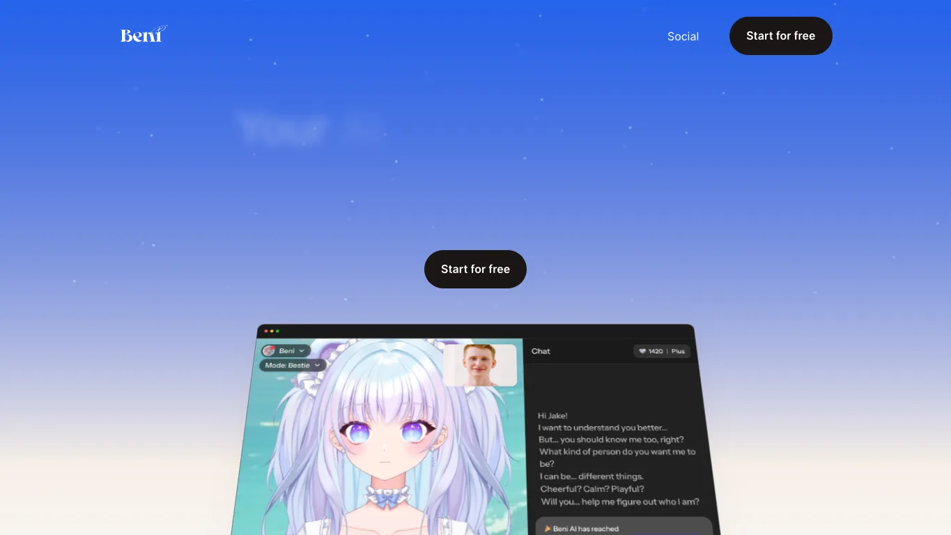 Beni AI official homepage screenshot
