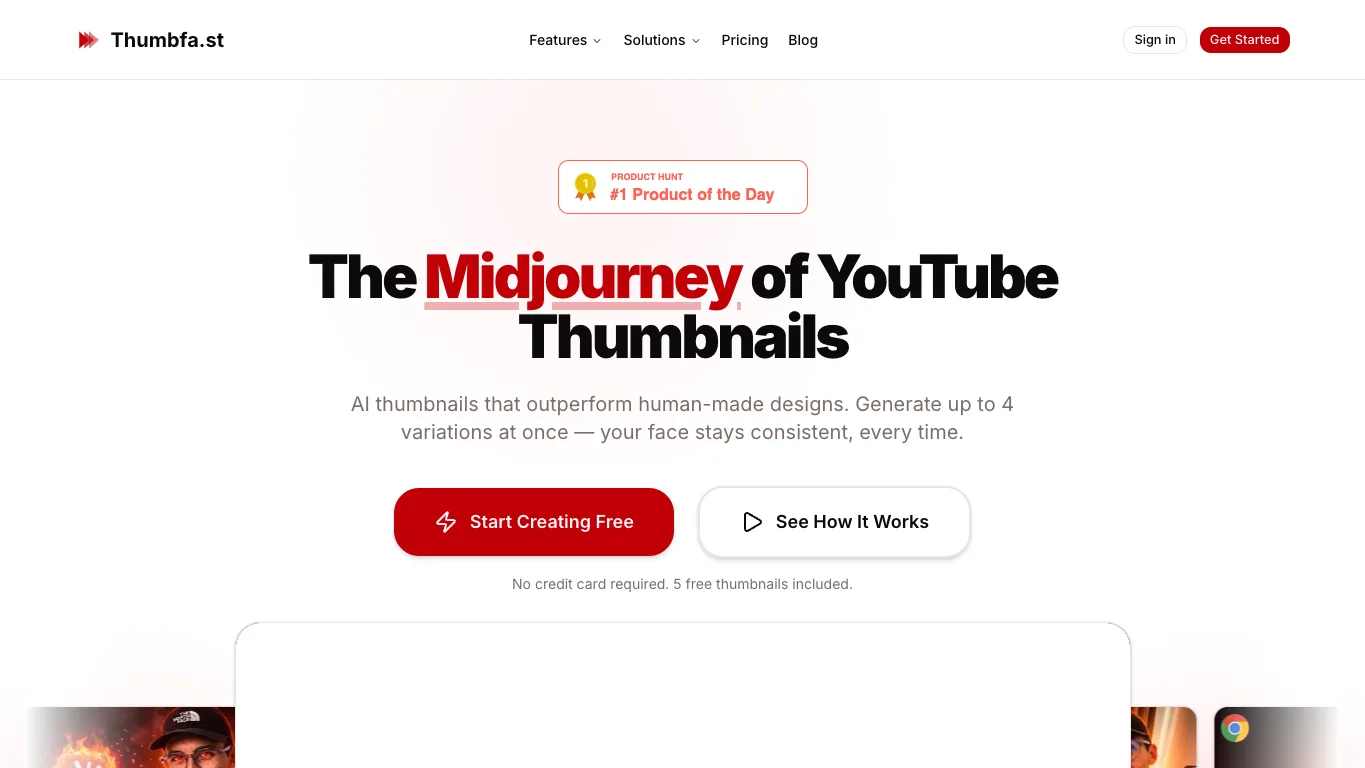 Thumbfa.st official homepage screenshot