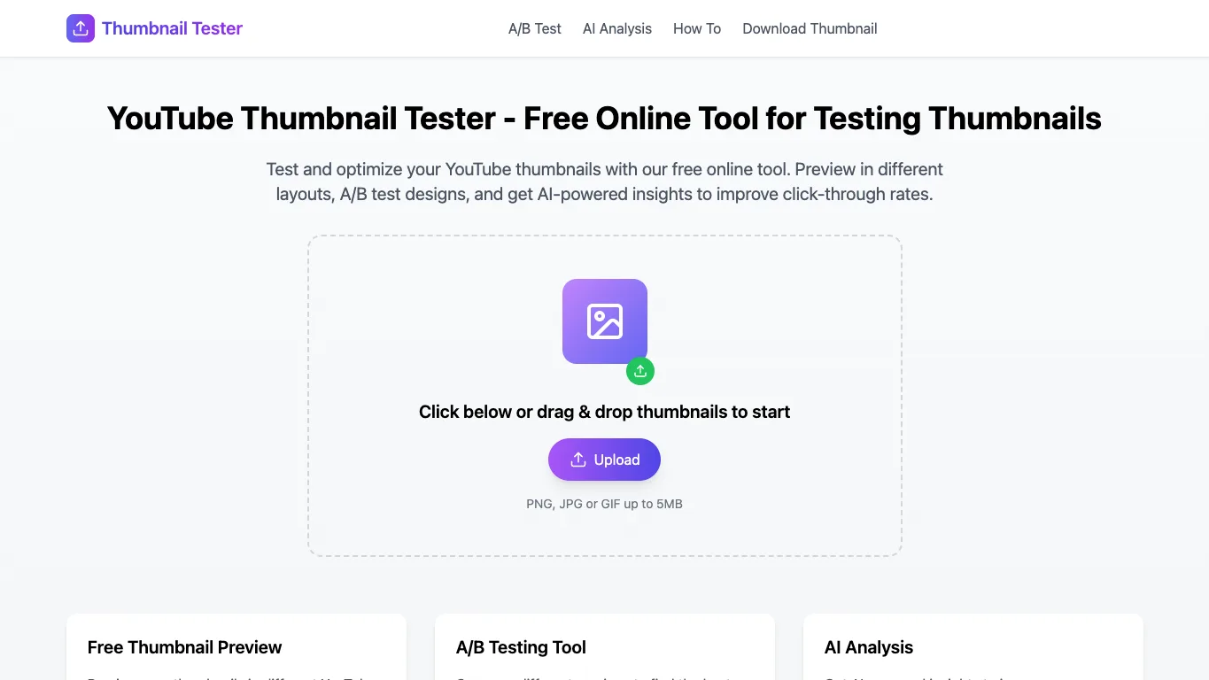 Thumbnail Tester official homepage screenshot