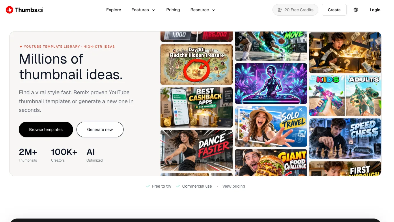 Thumbs.ai official homepage screenshot