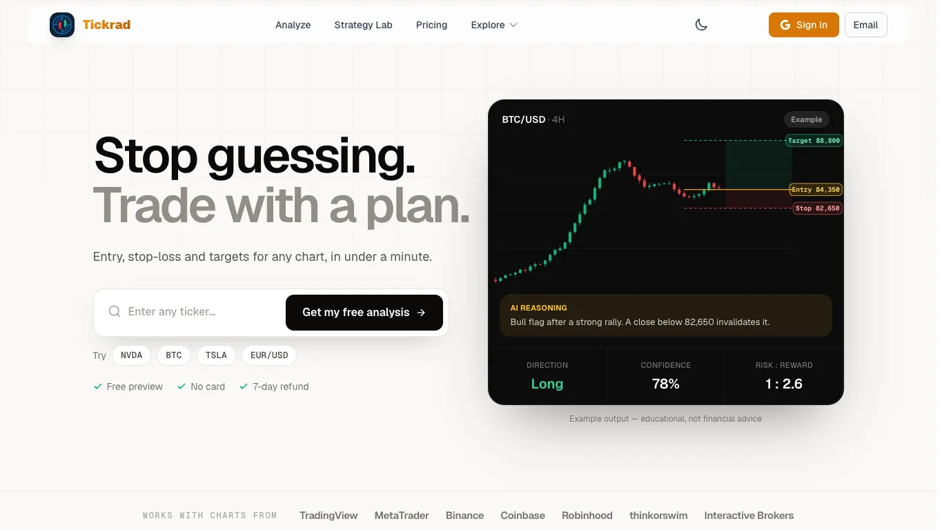 Tickrad official homepage screenshot
