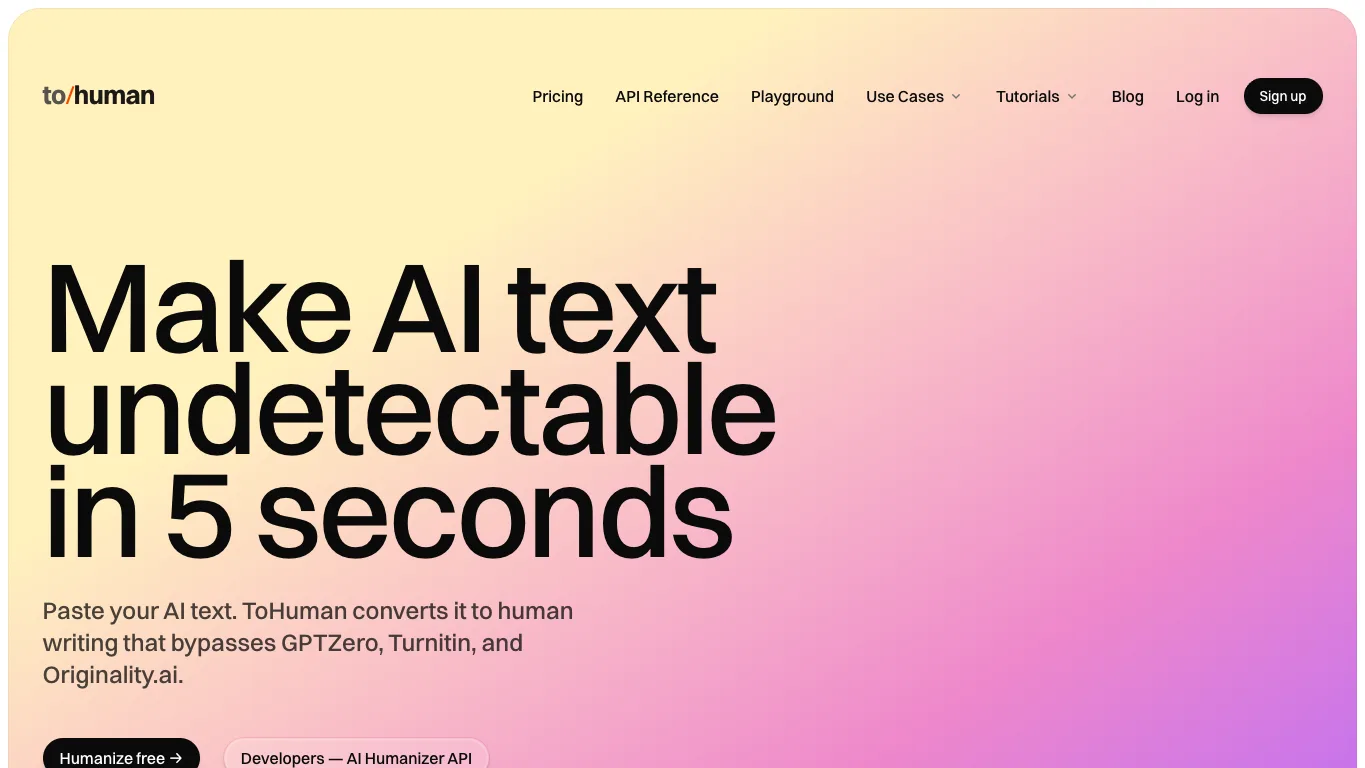 ToHuman official homepage screenshot