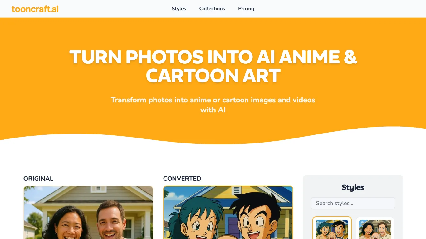 Tooncraft.ai official homepage screenshot