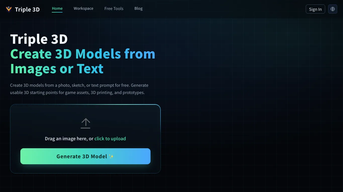 Triple3D official homepage screenshot