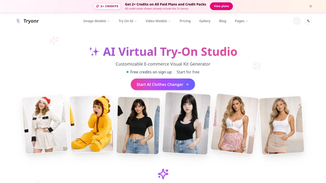 Tryonr official homepage screenshot