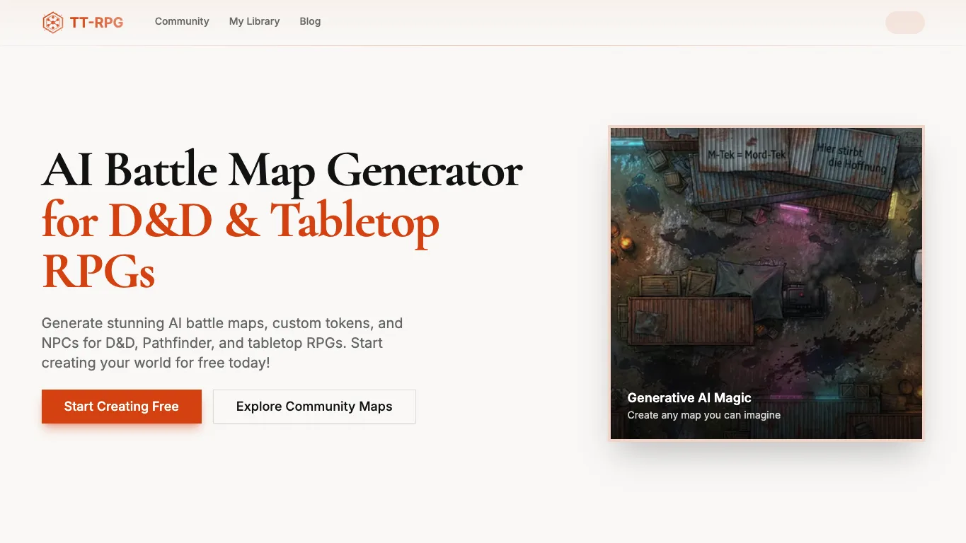 TT-RPG official homepage screenshot