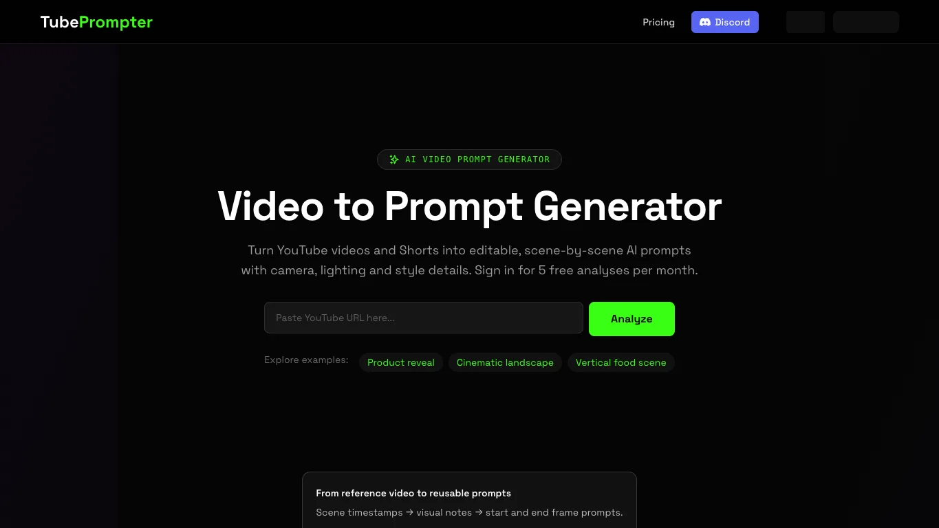 TubePrompter official homepage screenshot