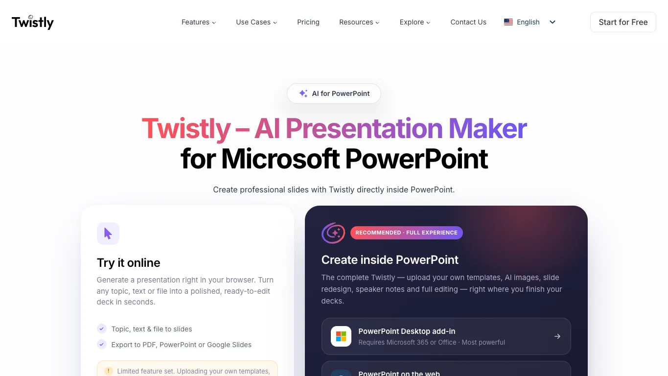 Twistly official homepage screenshot