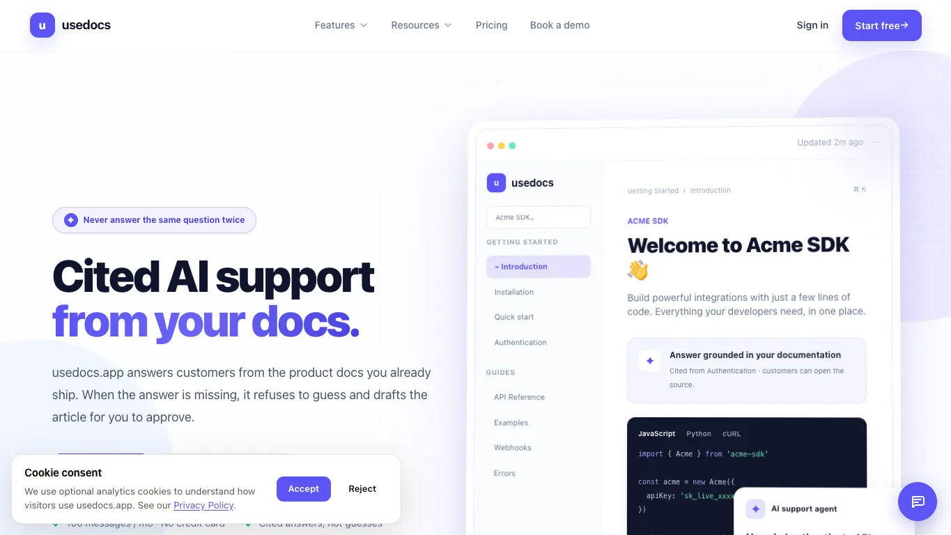 usedocs.app official homepage screenshot