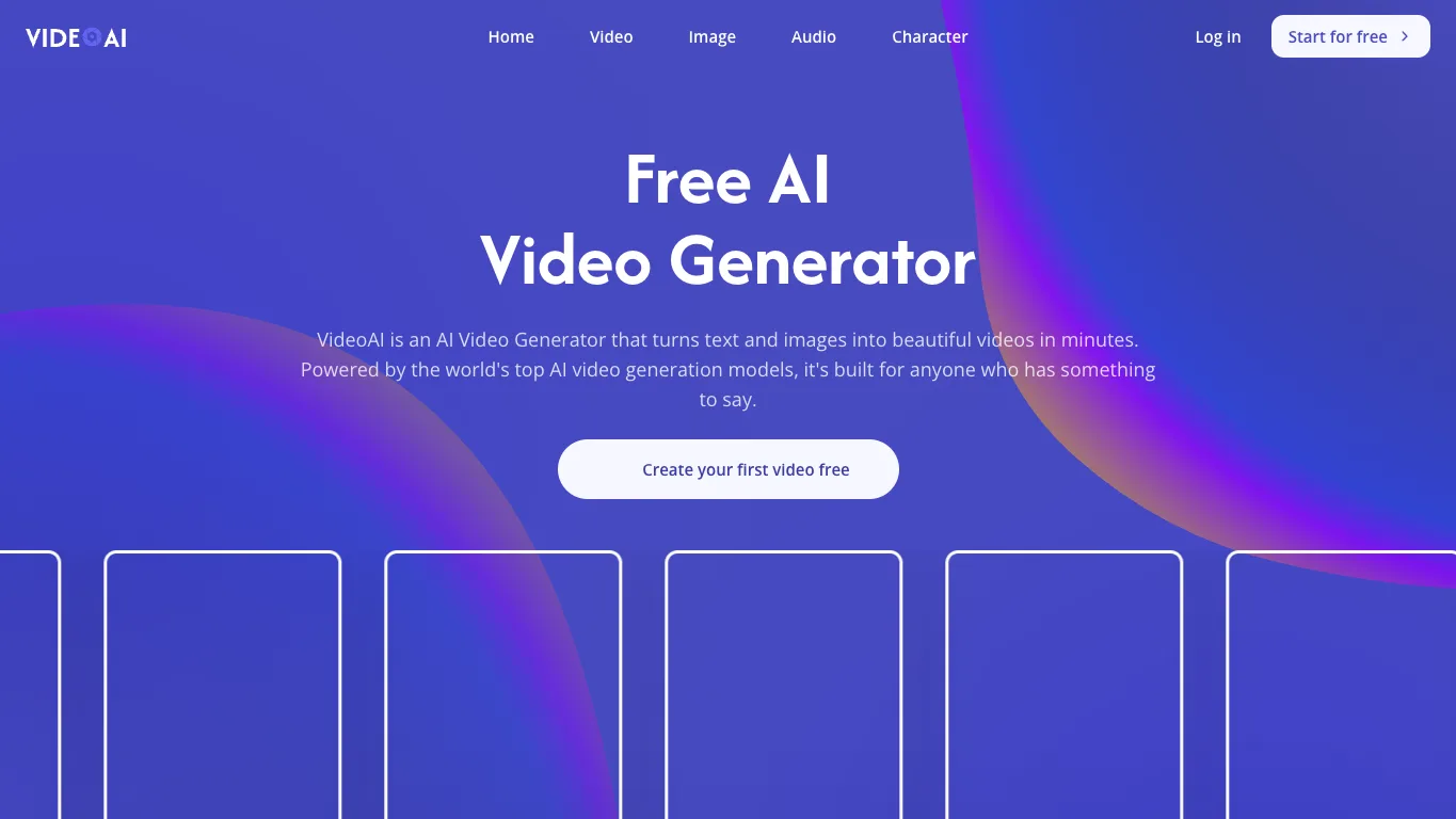 videoai.ai official homepage screenshot