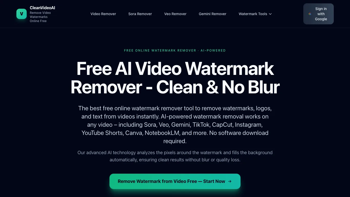AI Watermark Remover official homepage screenshot