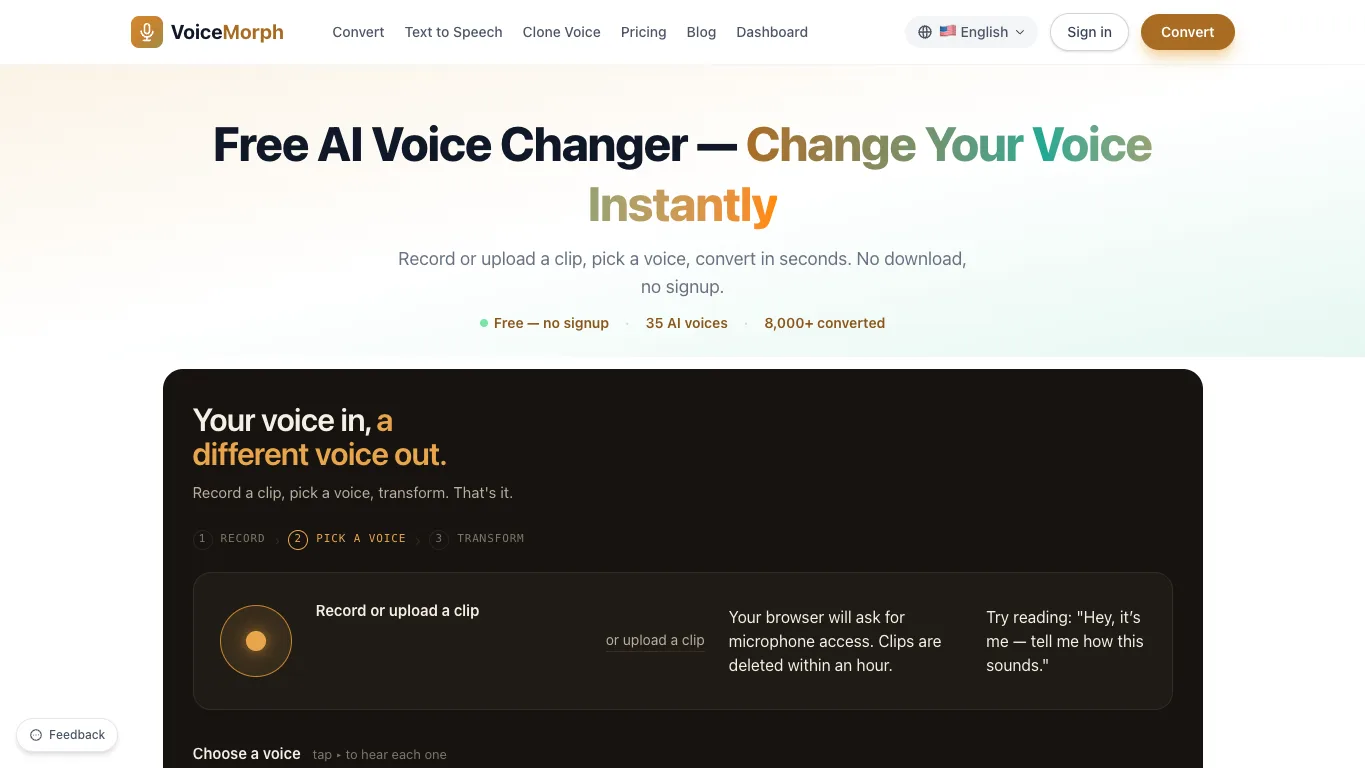 Voice Morph official homepage screenshot