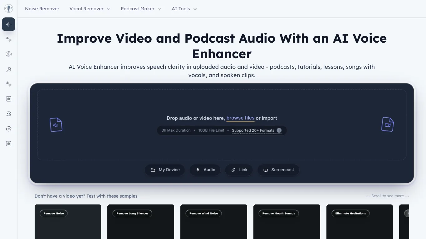 Voice Enhancer official homepage screenshot