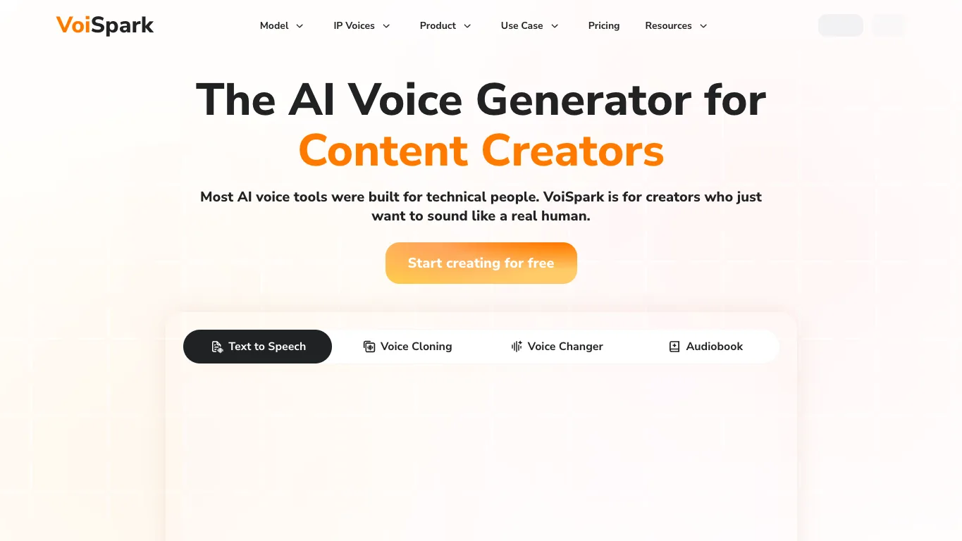 VoiSpark official homepage screenshot