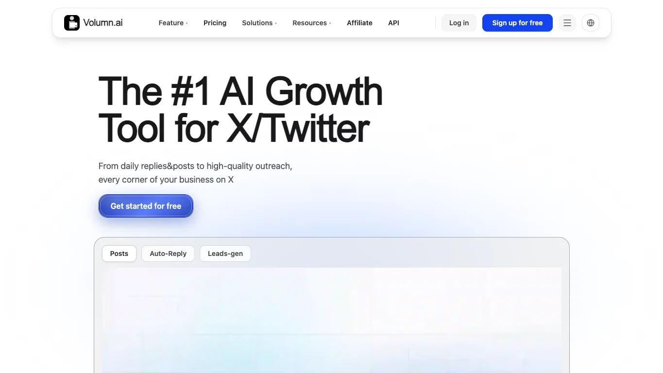 Volumn.ai official homepage screenshot