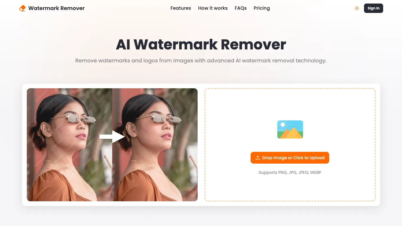 Watermark Remover official homepage screenshot