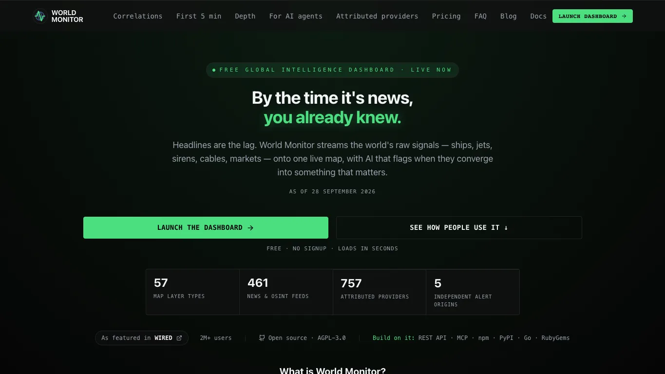 World Monitor official homepage screenshot