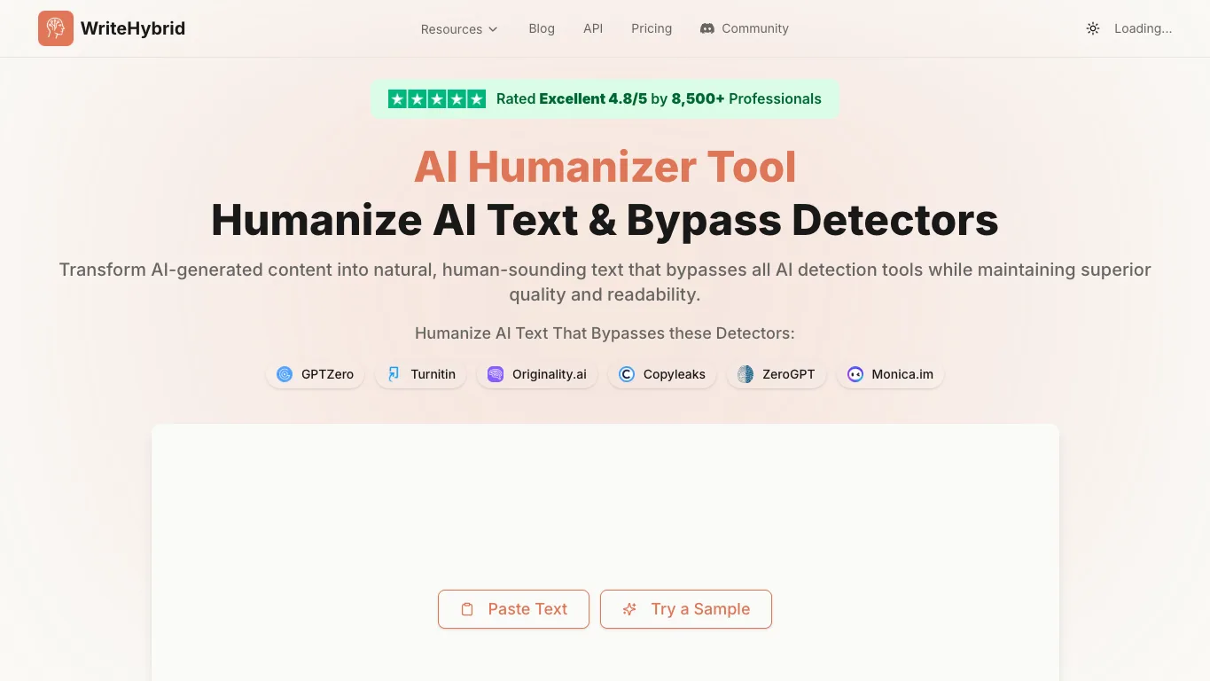 WriteHybrid official homepage screenshot