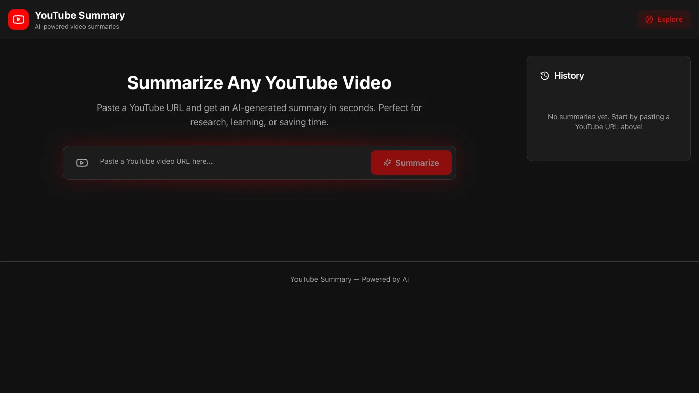 YouTube Summary official homepage screenshot