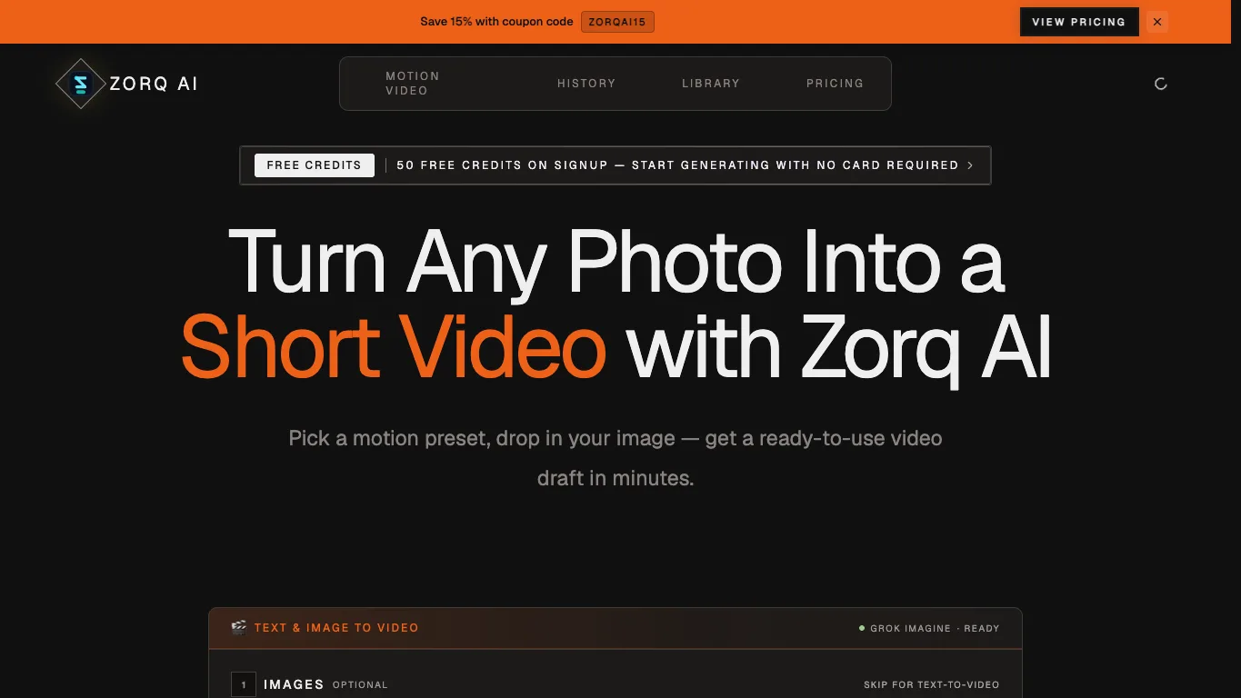 Zorq AI official homepage screenshot