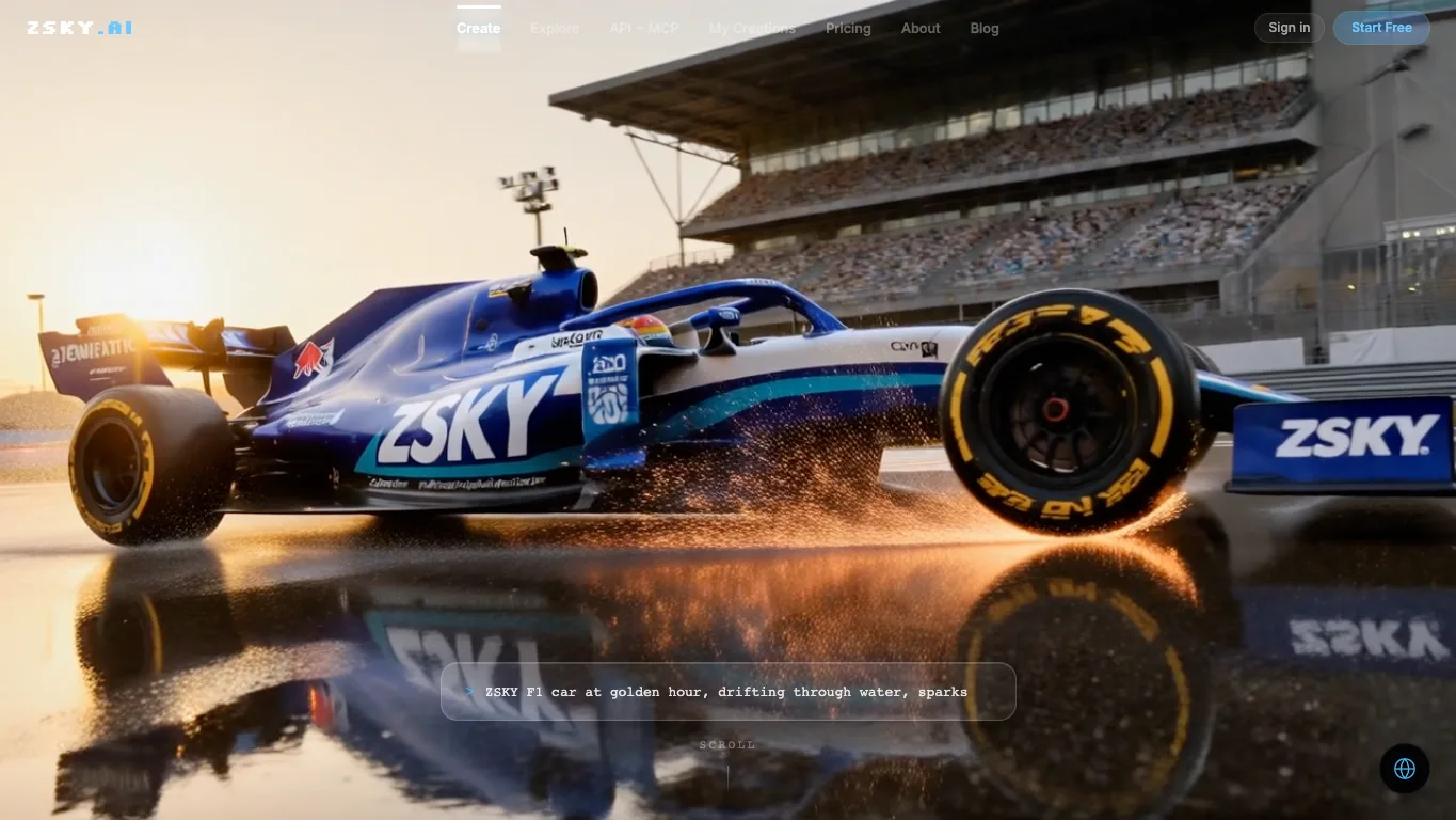 ZSky AI official homepage screenshot